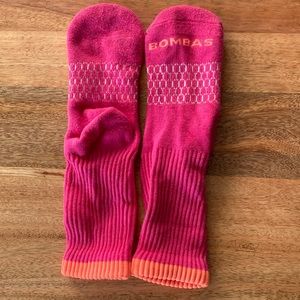 Youth Bombas, hot pink with orange detail. Size 9T - 3 (age 5-11)